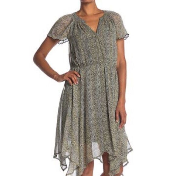 ANTHROPOLOGY VELVET BELEN PRINTED CREPE DRESS - Picture 1 of 11